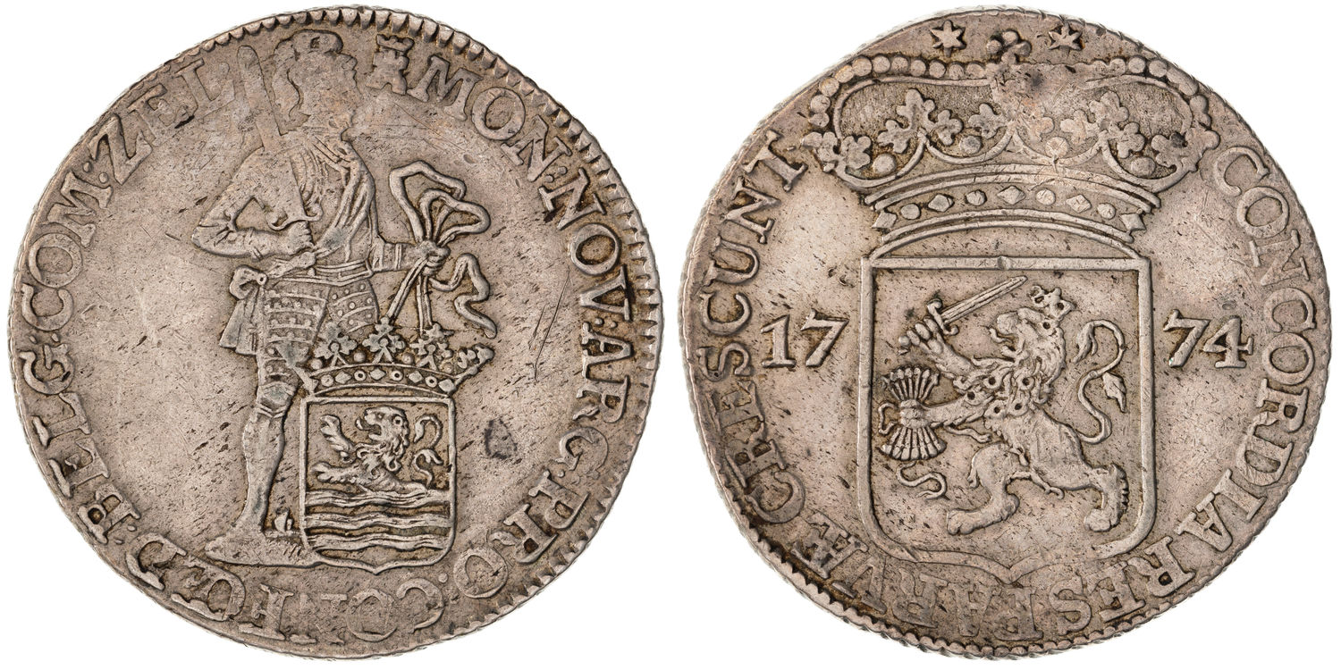 United Netherlands, Zeeland Mint - Silver, Ducat, 1774, aF -aVF