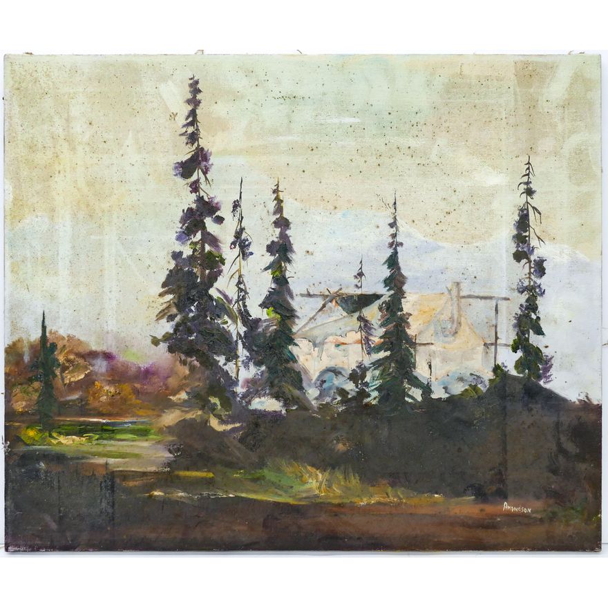 Gene Amondson ''Camp in the Trees'' Oil on Canvas 20''x24''