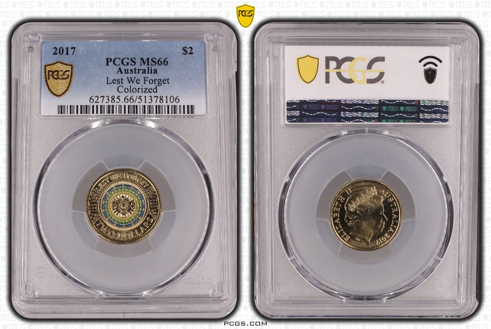 Lest We Forget Colorized, Two Dollar, 2017, PCGS MS66