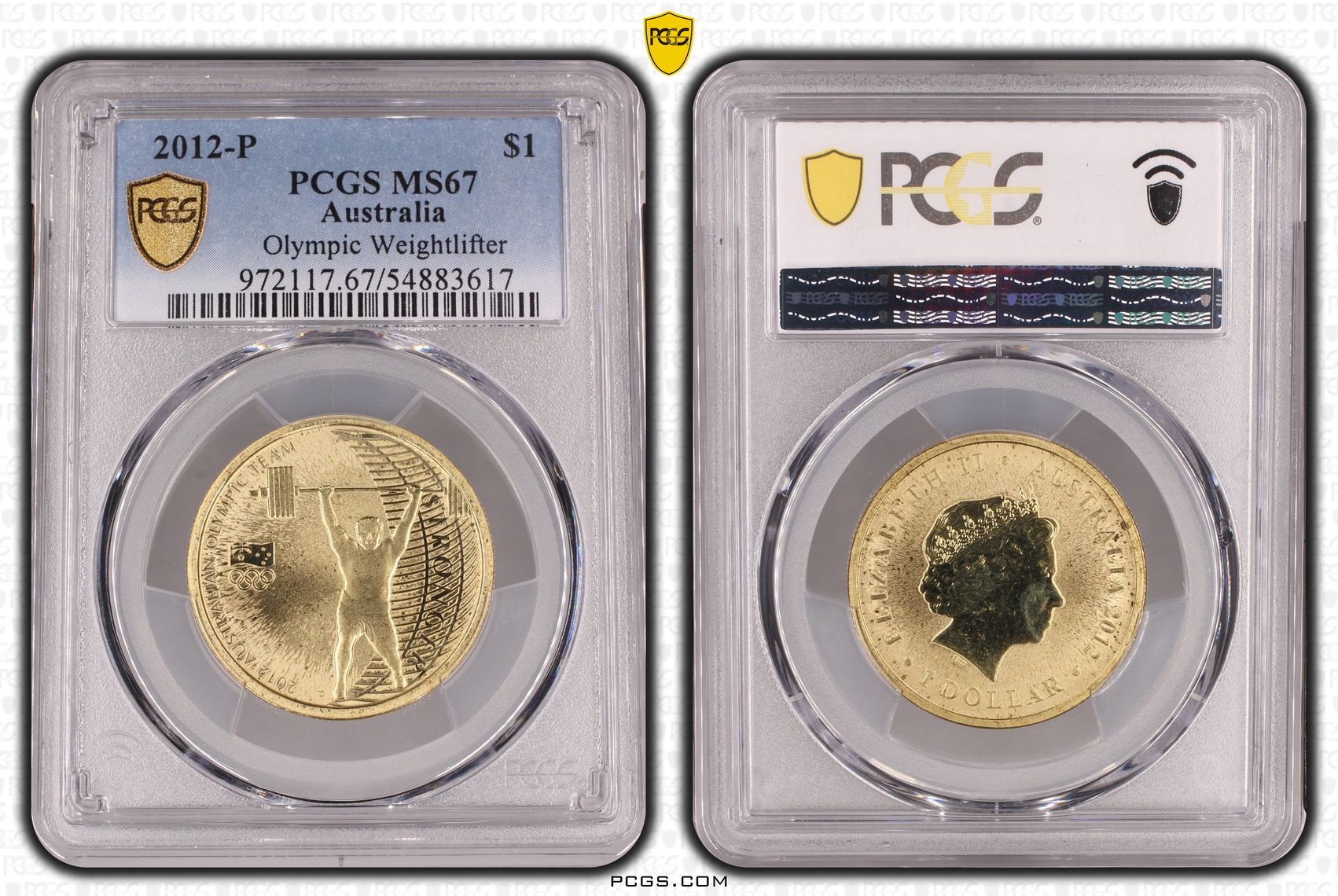 Olympic Weightlifter, One Dollar, 2012-P, PCGS MS67