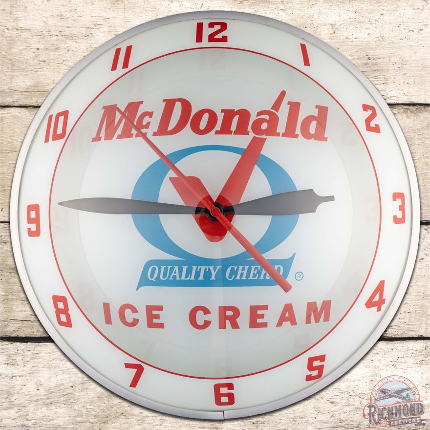 McDonald Quality Chekd Ice Cream 15" Double Bubble Advertising Clock