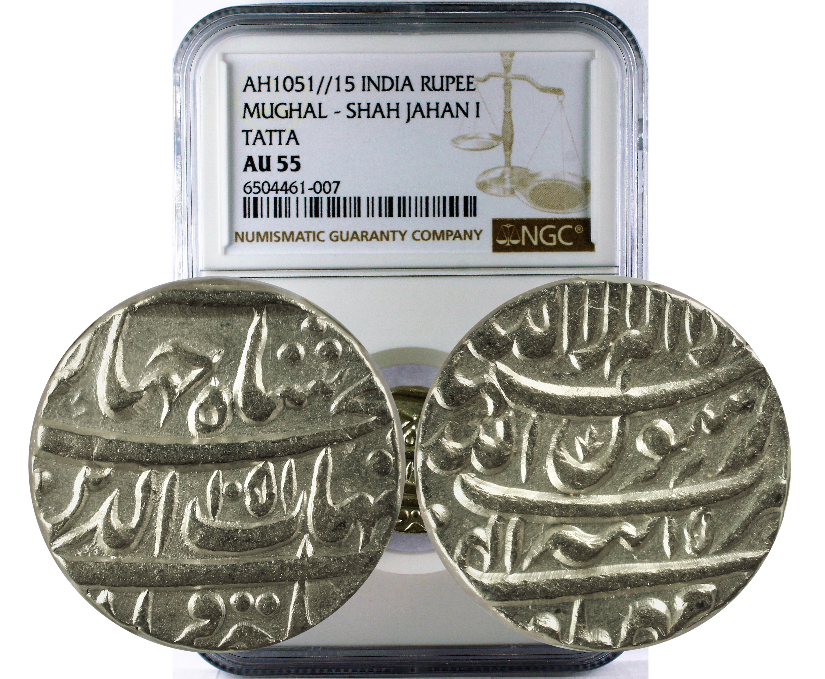 AH1051//15 INDIA MUGHAL - SHAH JAHAN I TATTA RUPEE AU 55