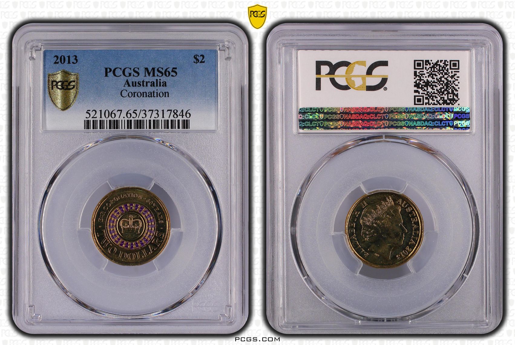 2013 Australia Two Dollar, $2 Coronation PCGS - MS65 -846