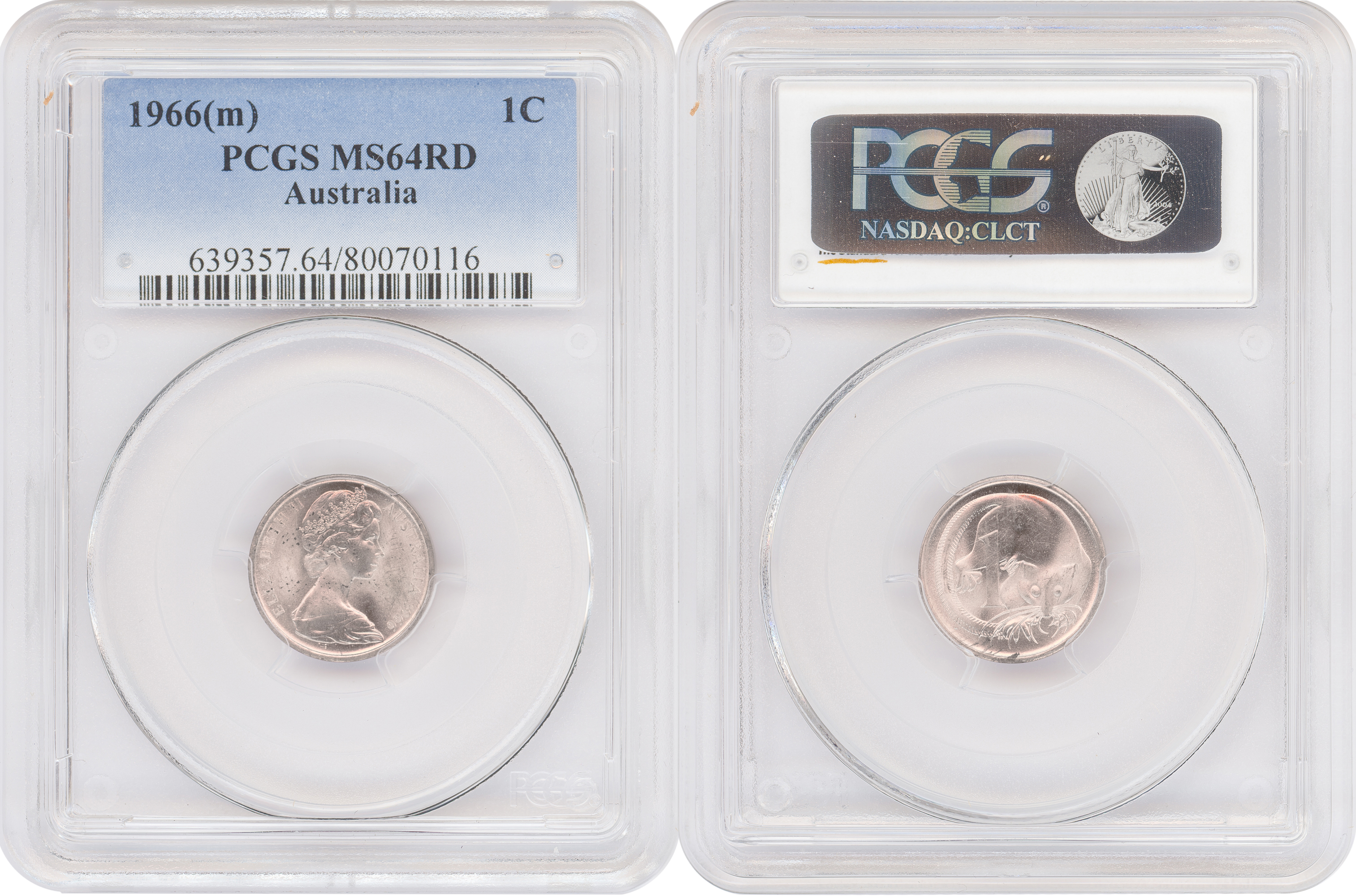 One Cent, 1966(m), PCGS MS64RD