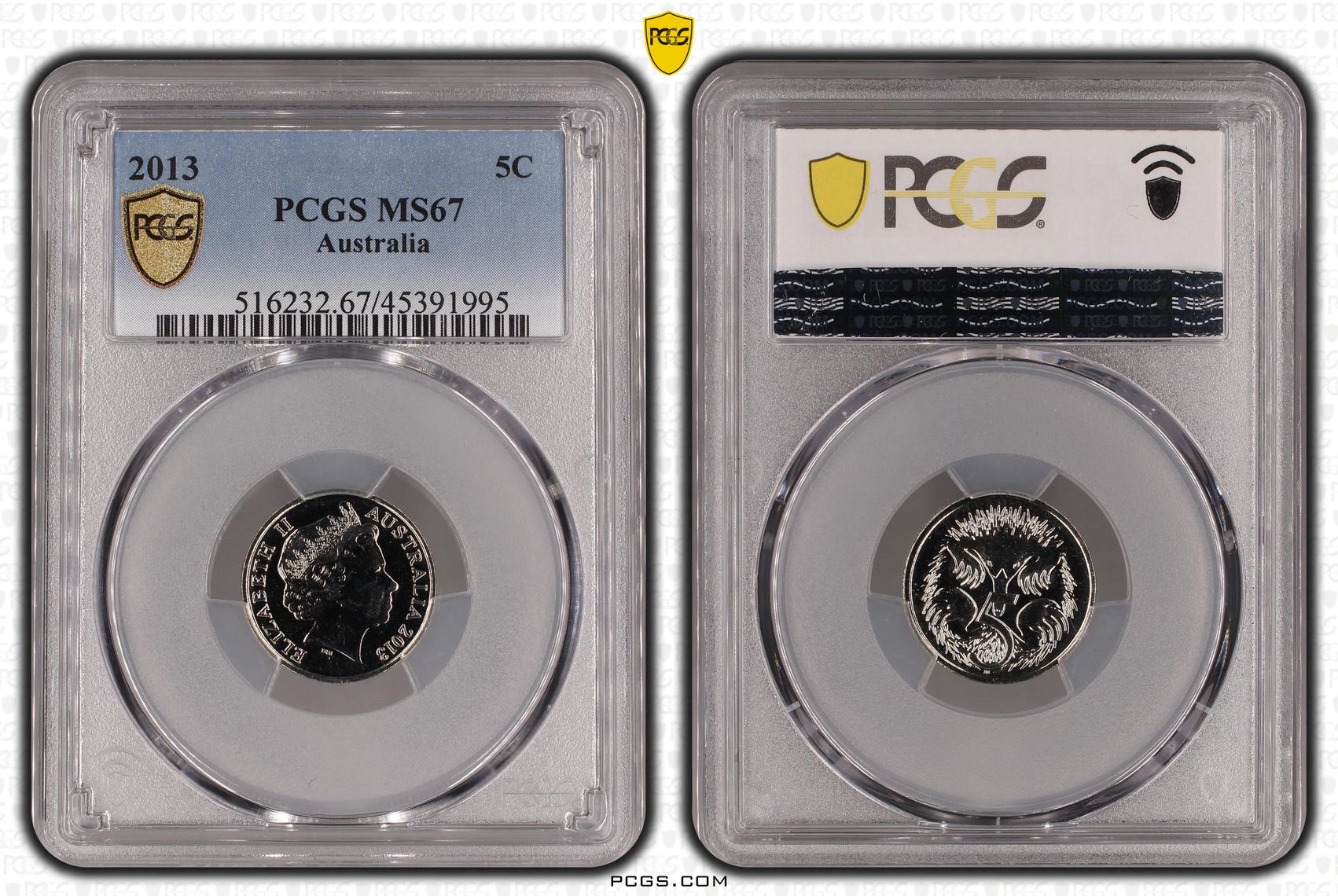 2013 Australia Five Cent, 5c PCGS - MS67 -995