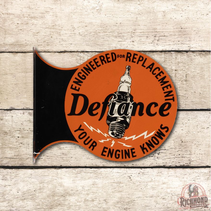 Defiance Spark Plugs Your Engine Knows Metal Flange Sign TAC 9.5
