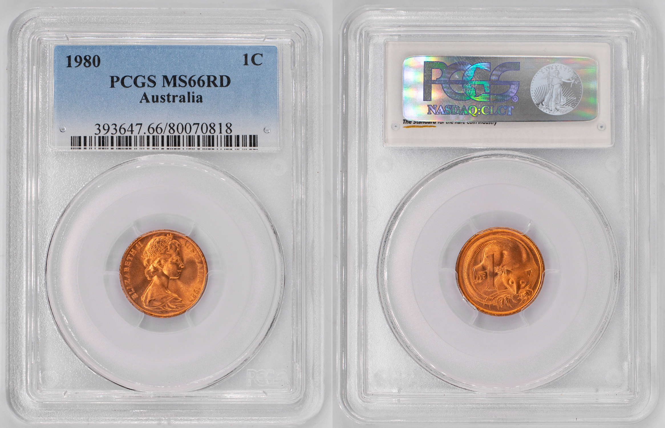Elizabeth II, One Cent, 1980, PCGS MS66RD