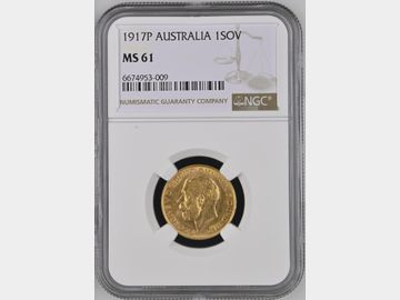 1917 GEORGE V PERTH MINT GOLD SOVEREIGN MS61