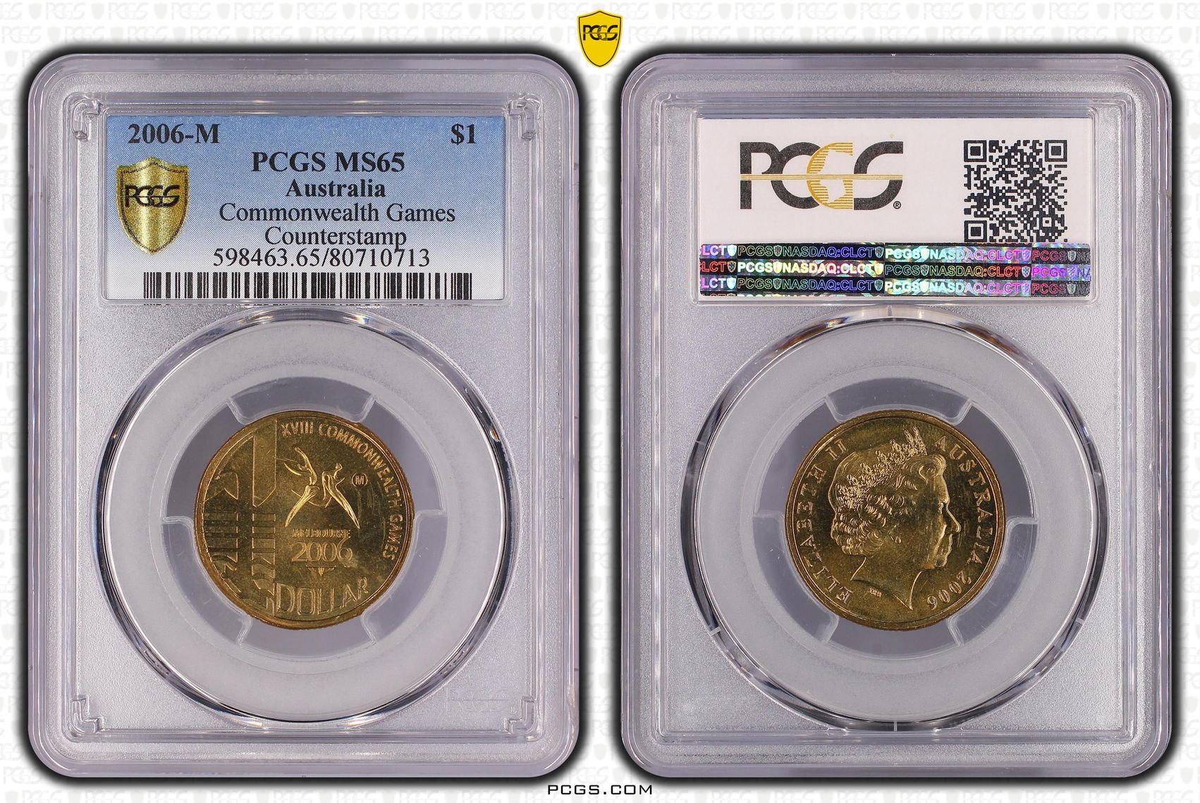 Commonwealth Games Counterstamp, One Dollar, 2006-M, PCGS MS65