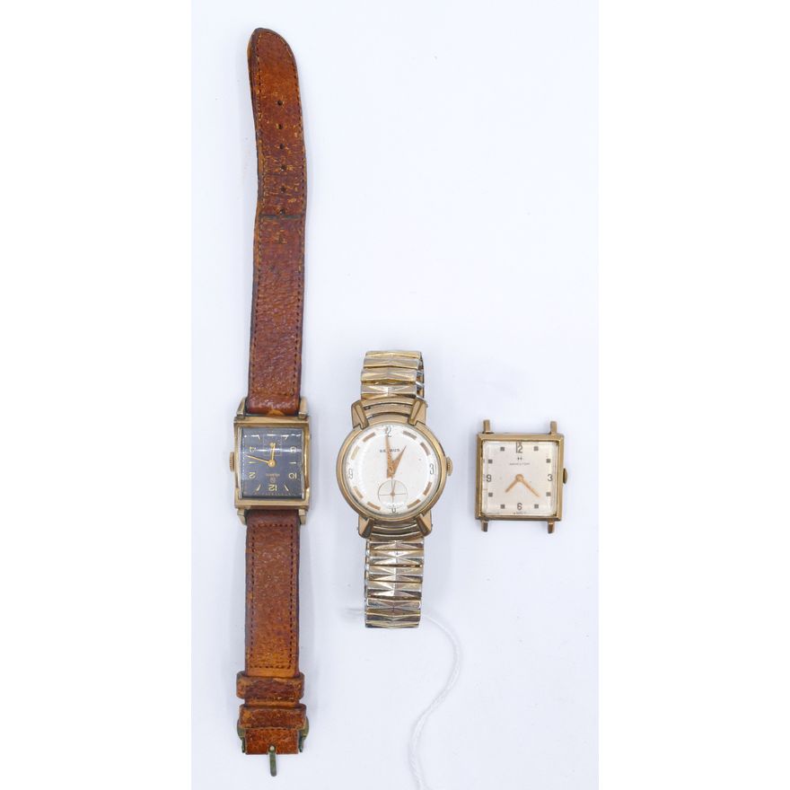 3pc Vintage Men's Wrist Watches - Benrus, Helbros etc.
