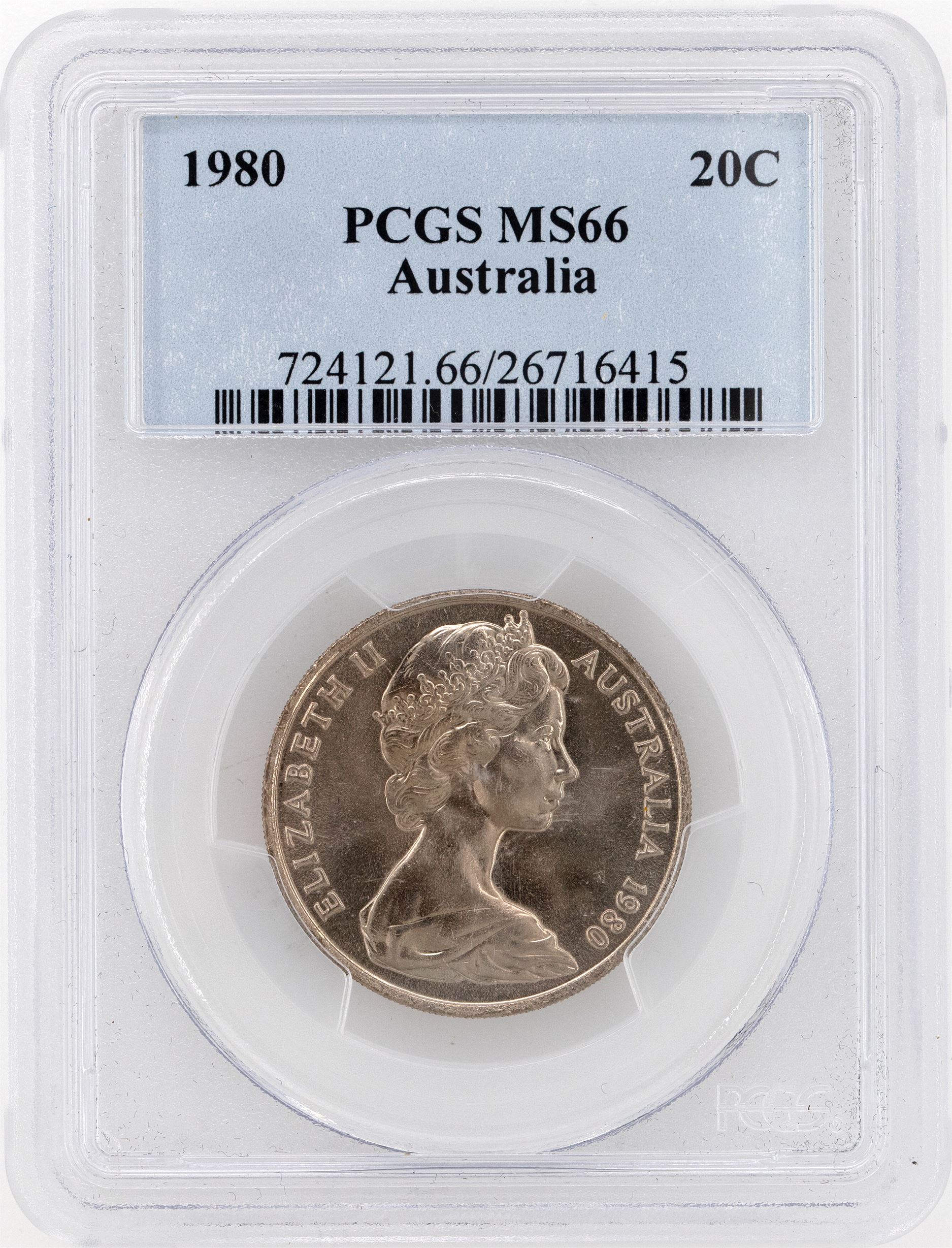1980 Australia Twenty Cent, 20c PCGS - MS66 -415
