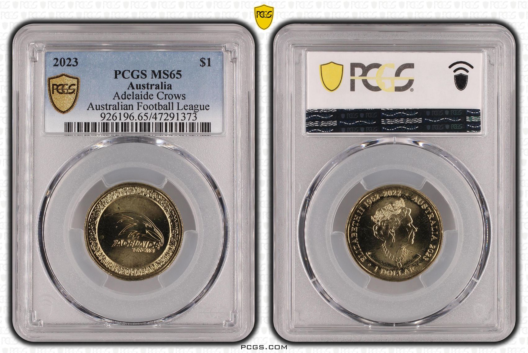 Elizabeth II, AFL- Adelaide Crows, One Dollar, 2023, PCGS MS65
