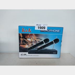 K K AT-306 KARAOKE DUAL WIRELESS HANDHELD MICROPHONE SYSTEM - QUALITY IS OUR MEASUREMENT OF SUCCESS - FAULTY