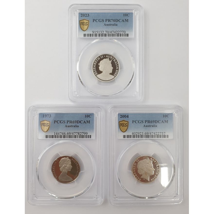 PCGS Graded 10c Coins (x3)