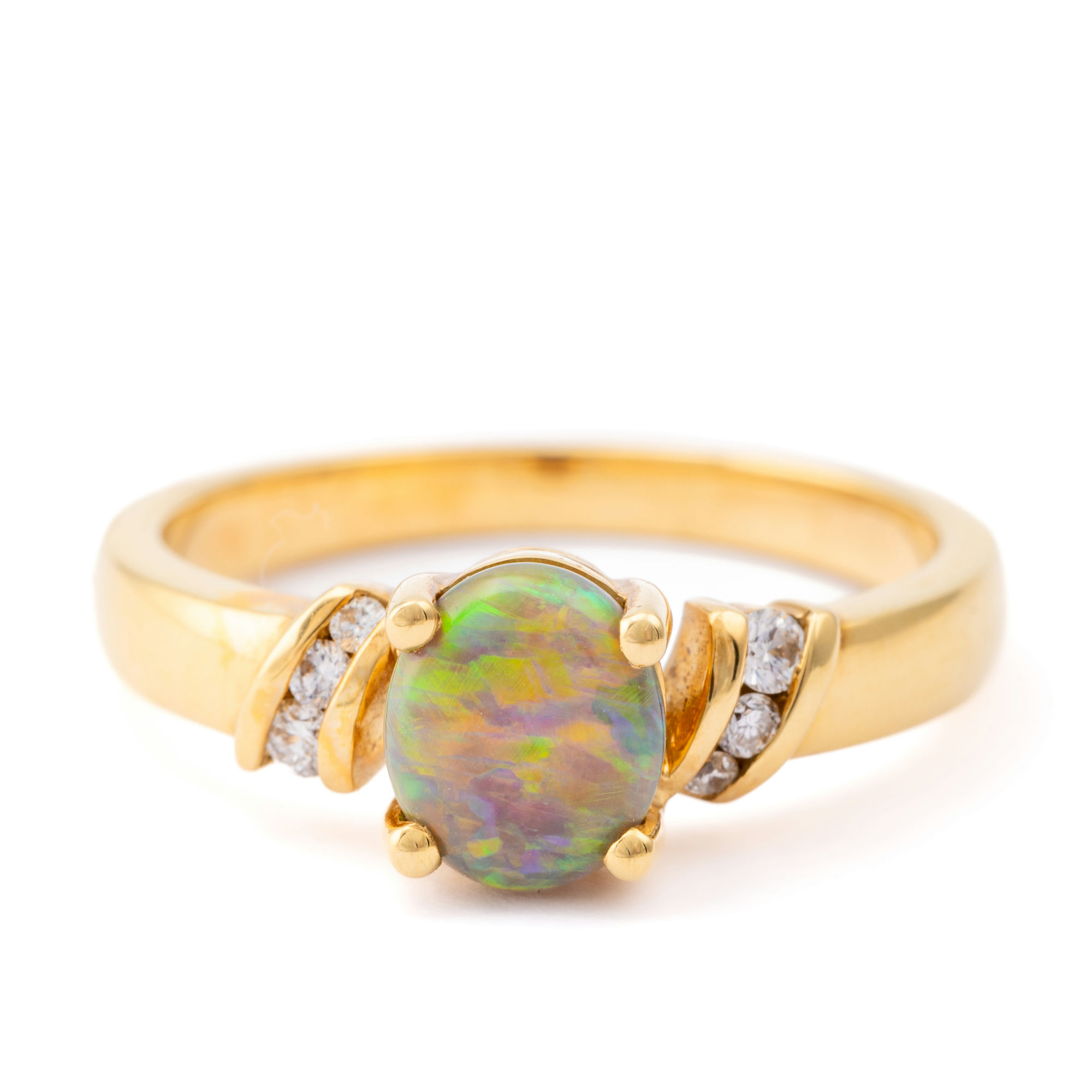 Opal & Diamond Ring 18ct Gold