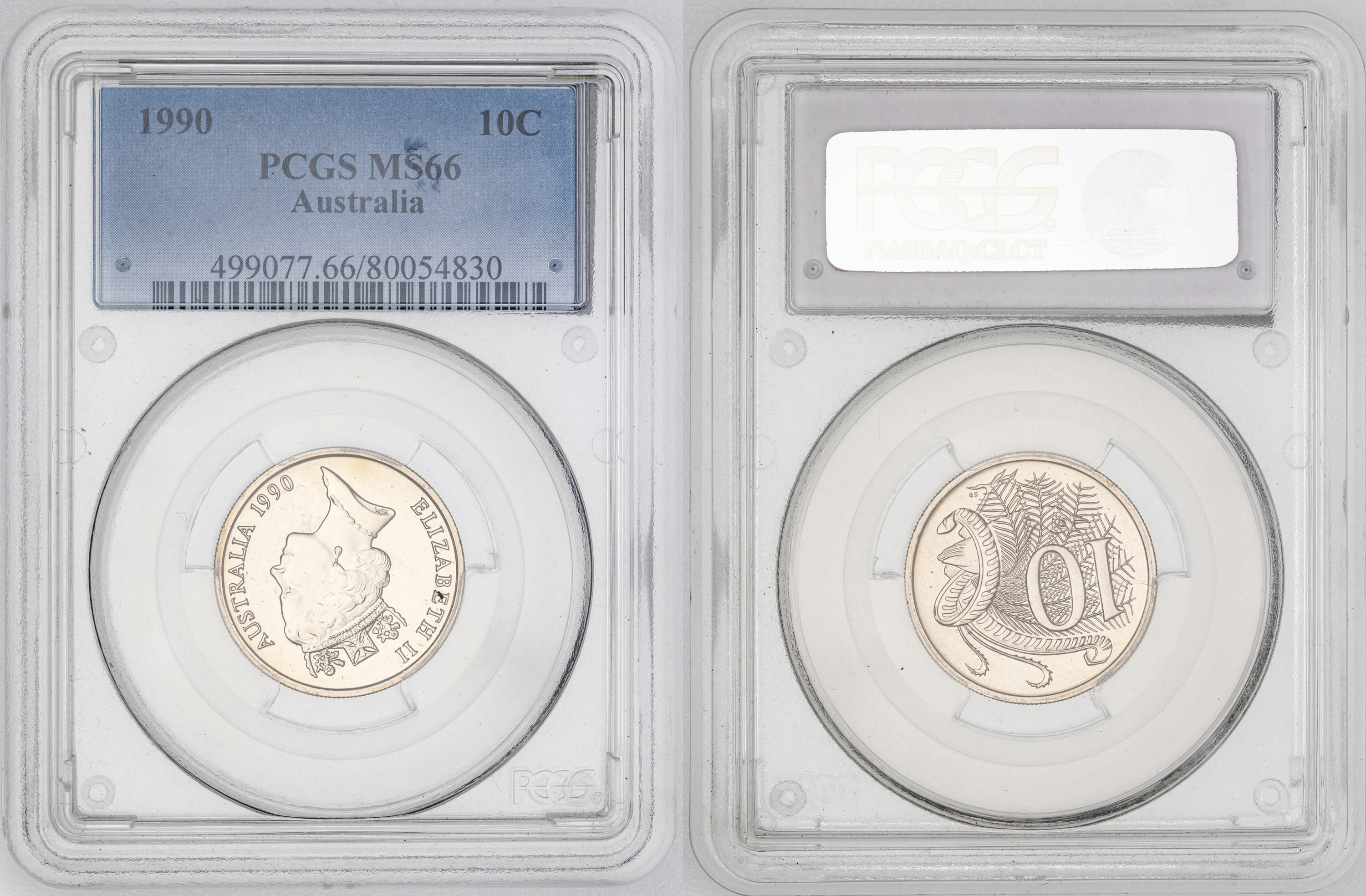 221 · Elizabeth II,  , Ten Cent, 1990, PCGS MS66