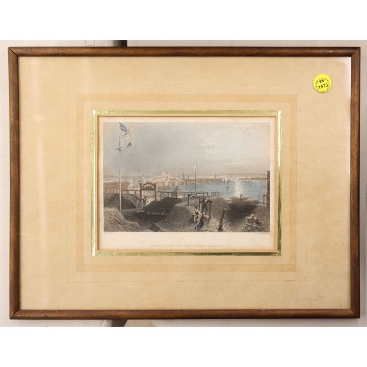 Antique Boston Tinted Engraving Framed 11''x14''