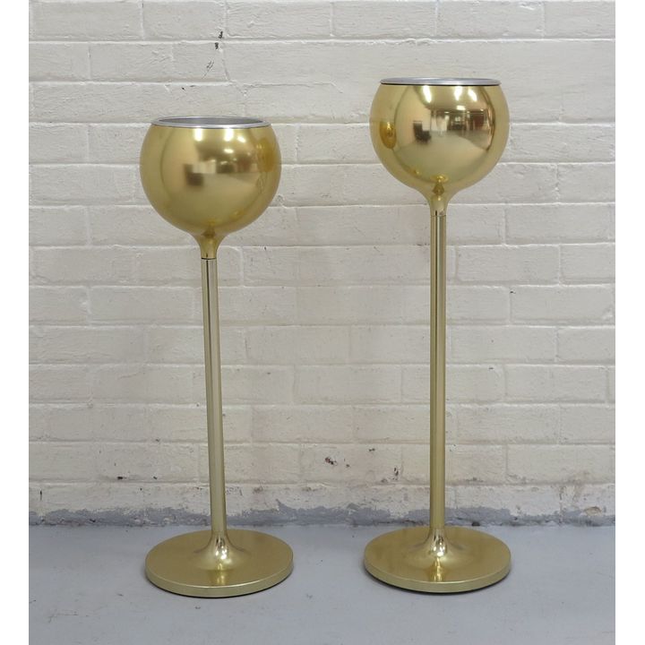 2 HEAVY GILT METAL PLANTERS