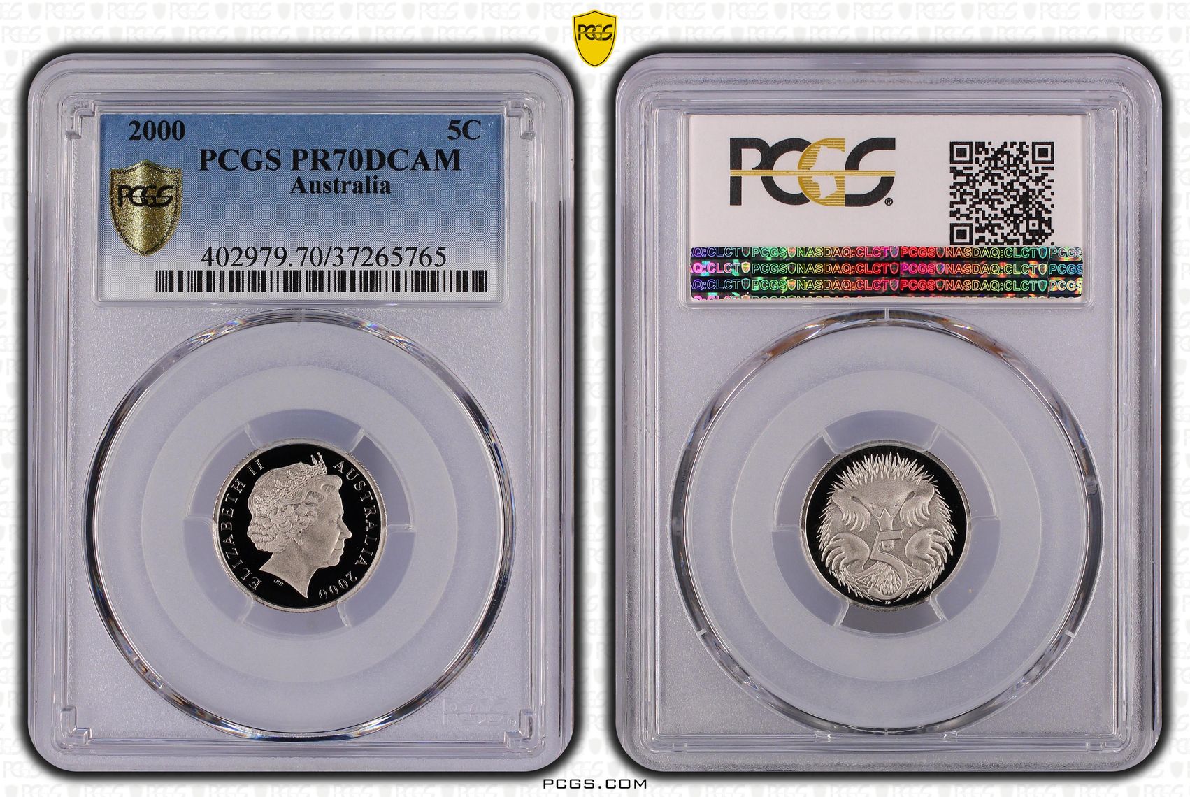Top pop, Five Cent, 2000, PCGS PR70DCAM