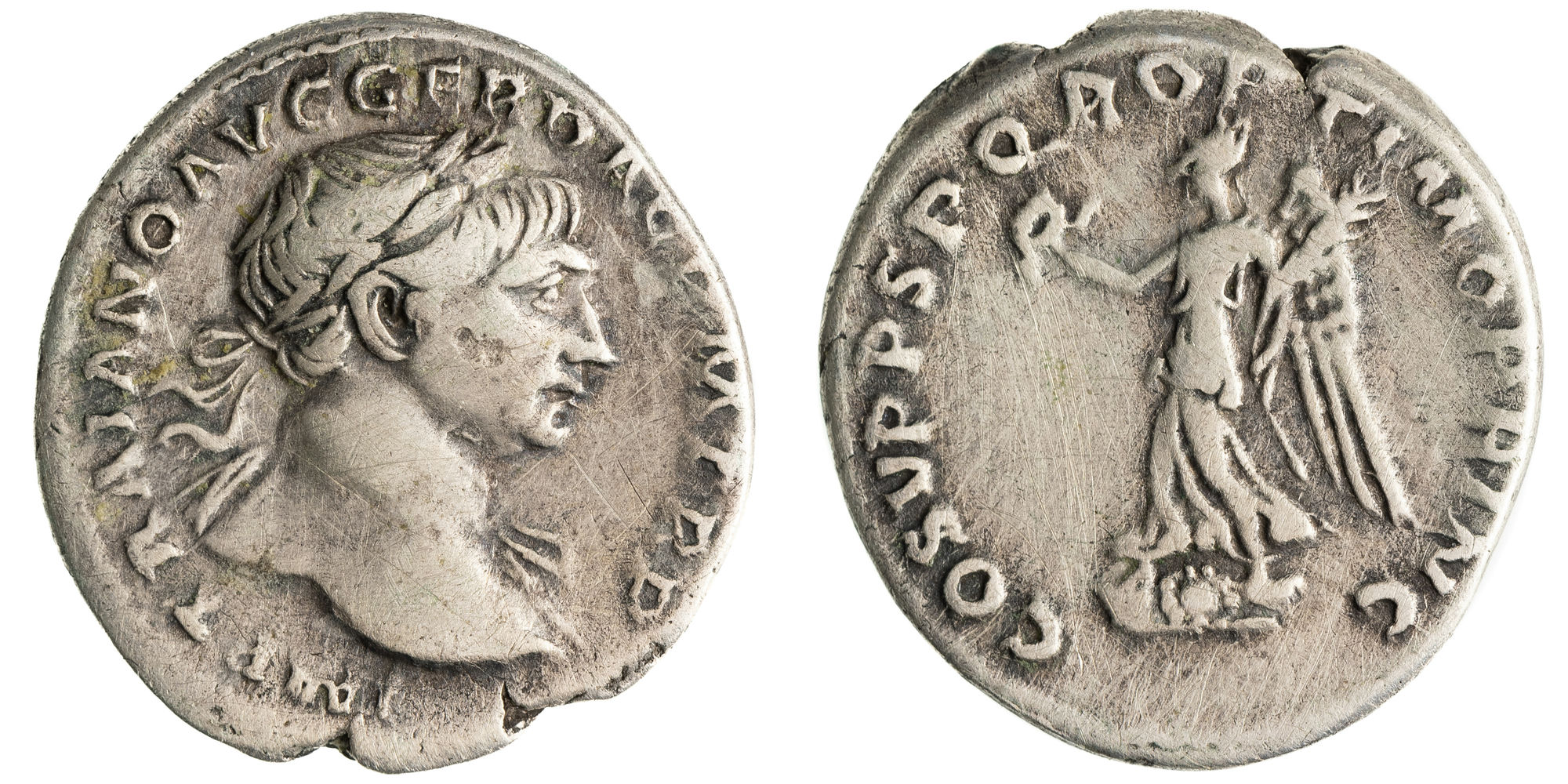 Trajan, Denarius, 108 AD, aVF