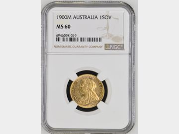 1900 VICTORIA MELBOURNE MINT OLD HEAD GOLD SOVEREIGN MS60