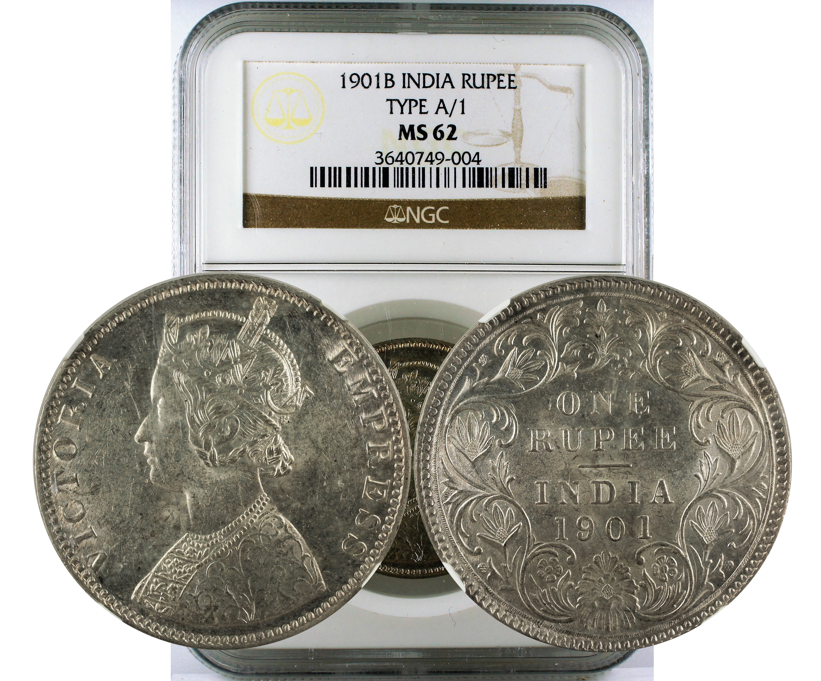 1901B INDIA TYPE A/1 RUPEE MS 62