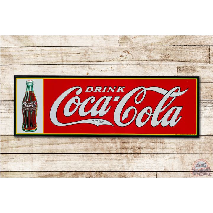 1934 Drink Coca Cola & Christmas Bottle Embossed Tin Sign