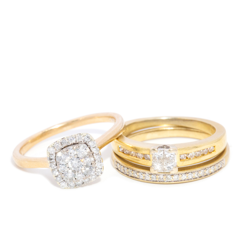 195 · Set of mixed carat diamond rings