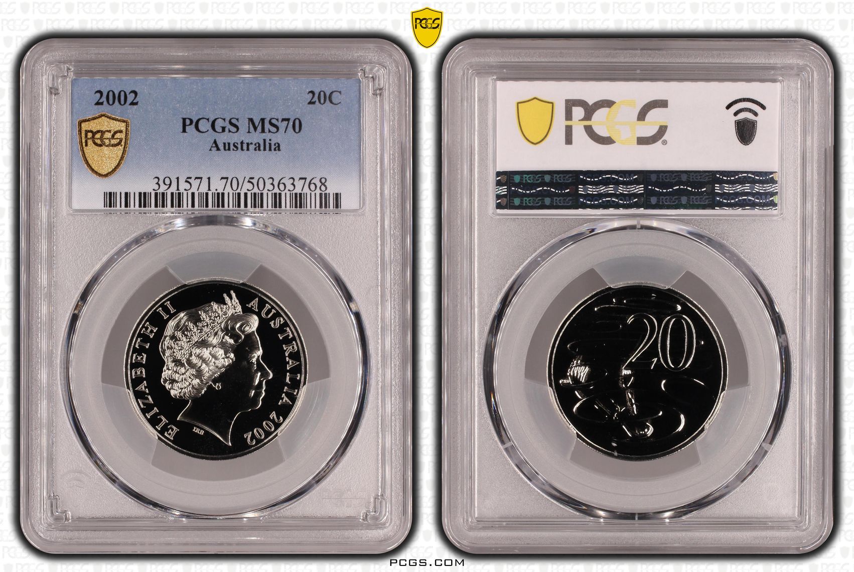 POP 12/0, Twenty Cent, 2002, PCGS MS70