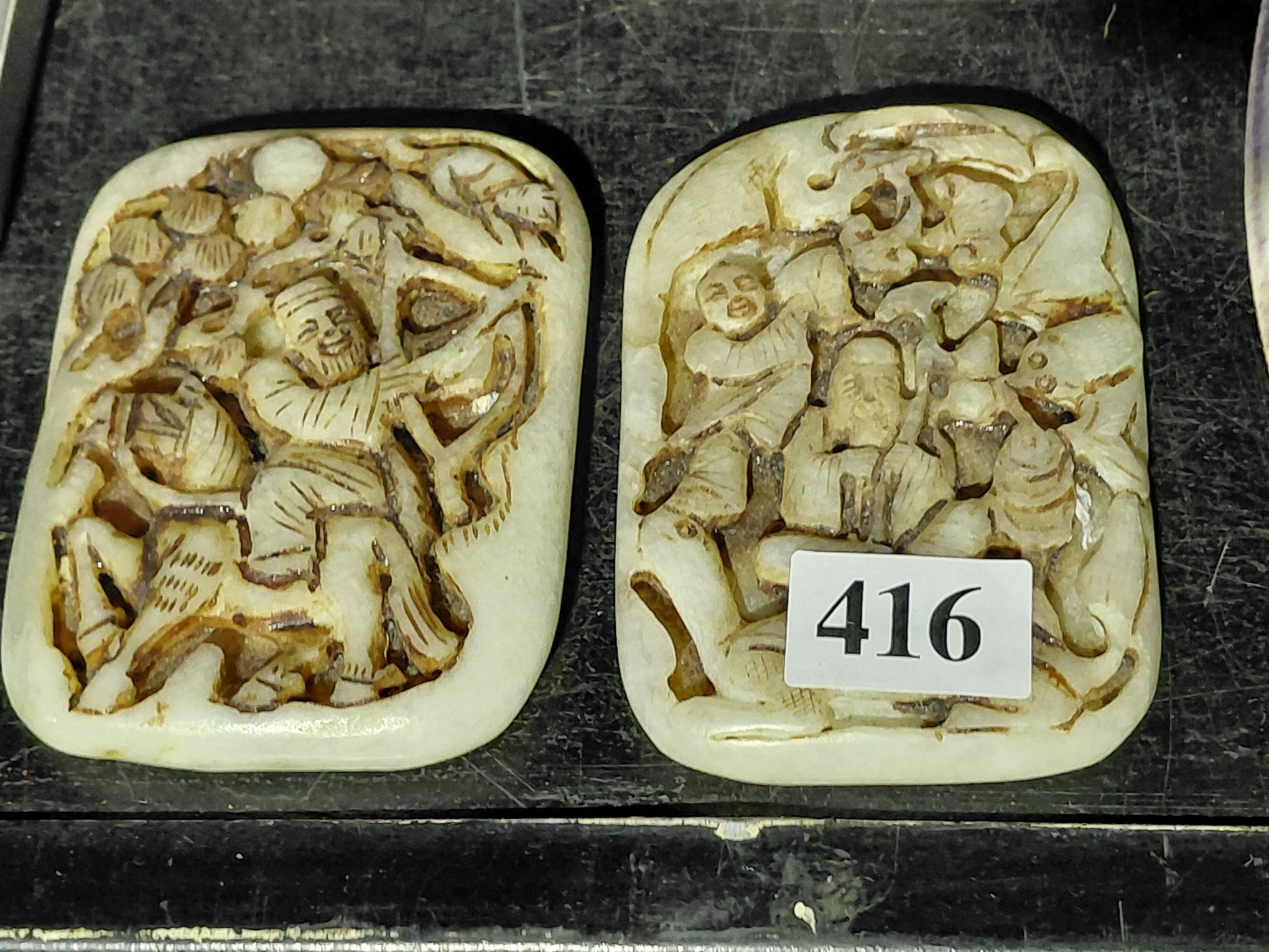 416 · CHINESE CARVED STONE PLAQUES