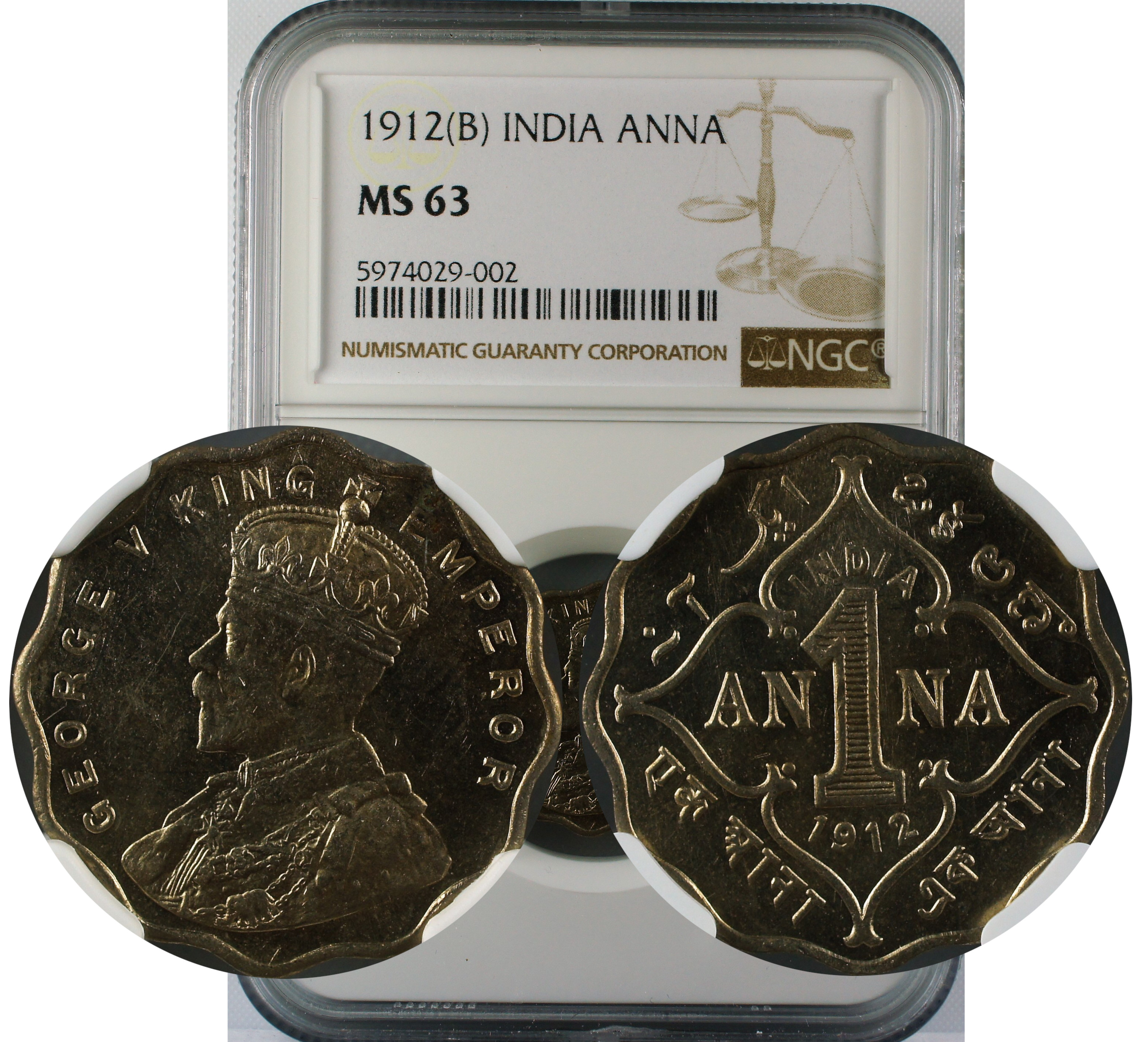 1912 B INDIA ANNA MS63
