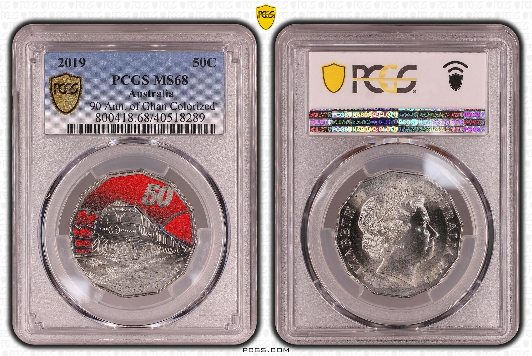 90 Ann. of Ghan Colorized, Fifty Cent, 2019, PCGS MS68