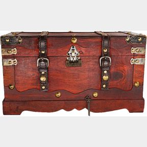 BRYNNBERG - PIRATE TREASURE CHEST STORAGE BOX - NEW YORK 15.5X7.5X8.7 - DURABLE WOODEN TREASURE CHEST WITH LOCK - UNIQUE HANDMADE