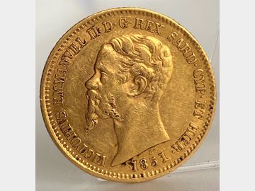 1851 SARDINIA ITALIAN VICOR EMMANUEL 20 LIRA