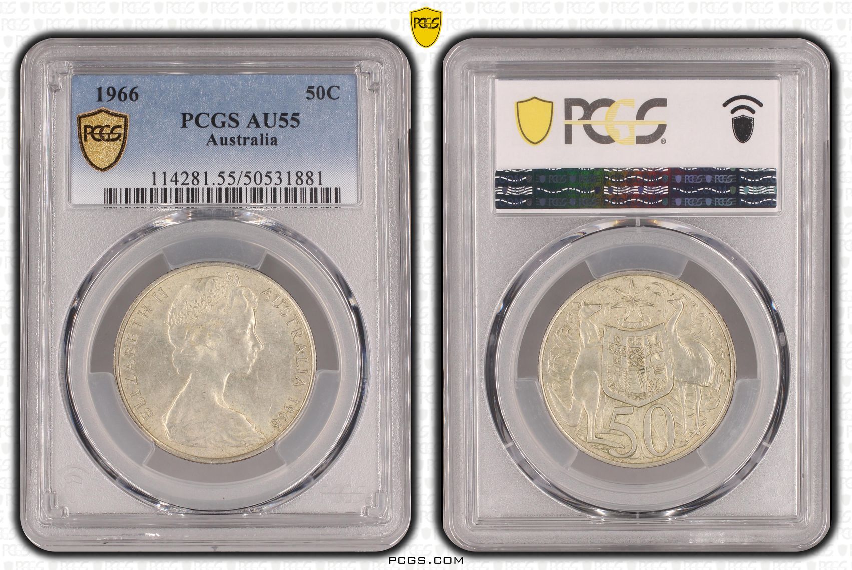 Fifty Cent, 1966, PCGS AU55