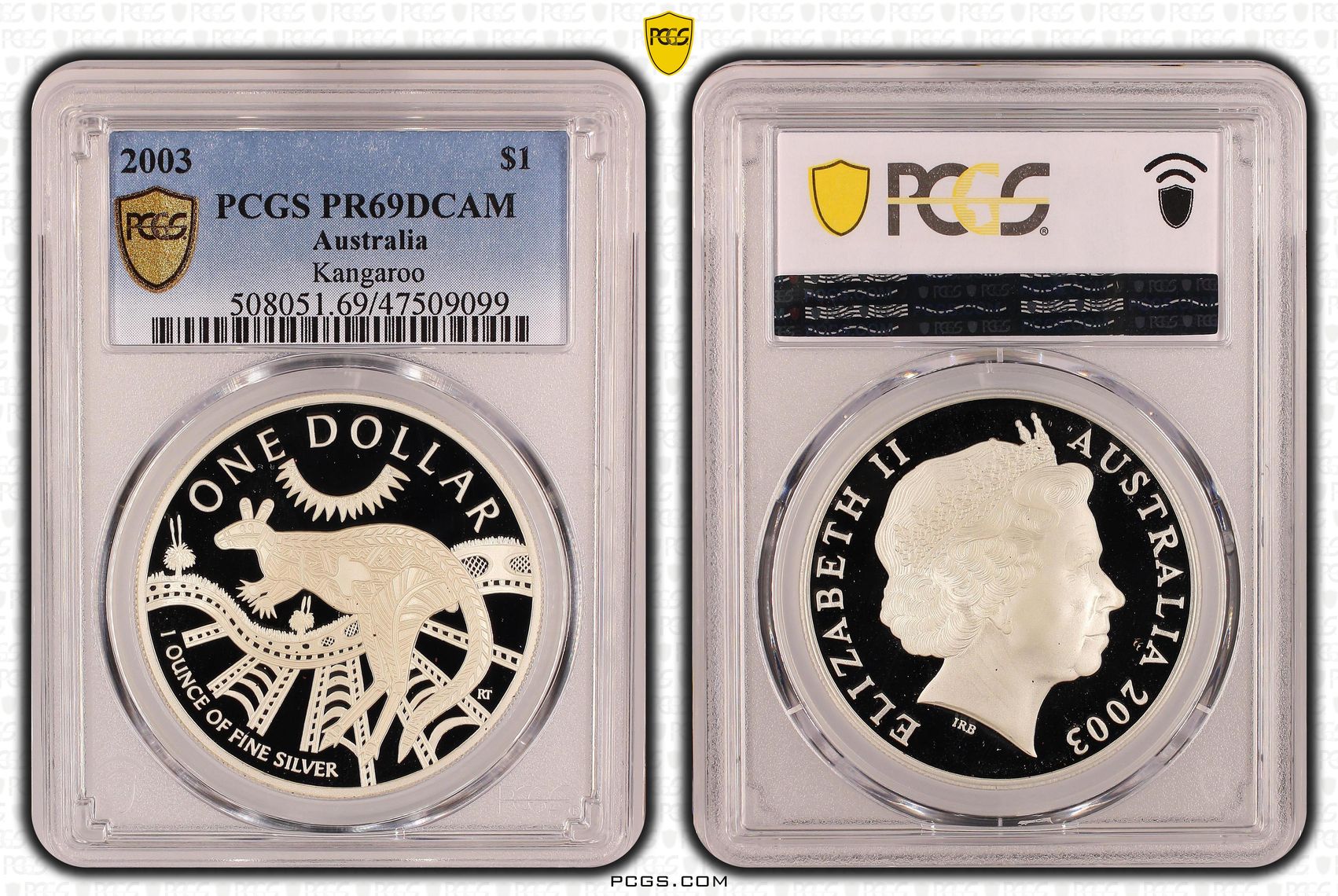 Elizabeth II, Kangaroo, One Dollar, 2003, PCGS PR69DCAM