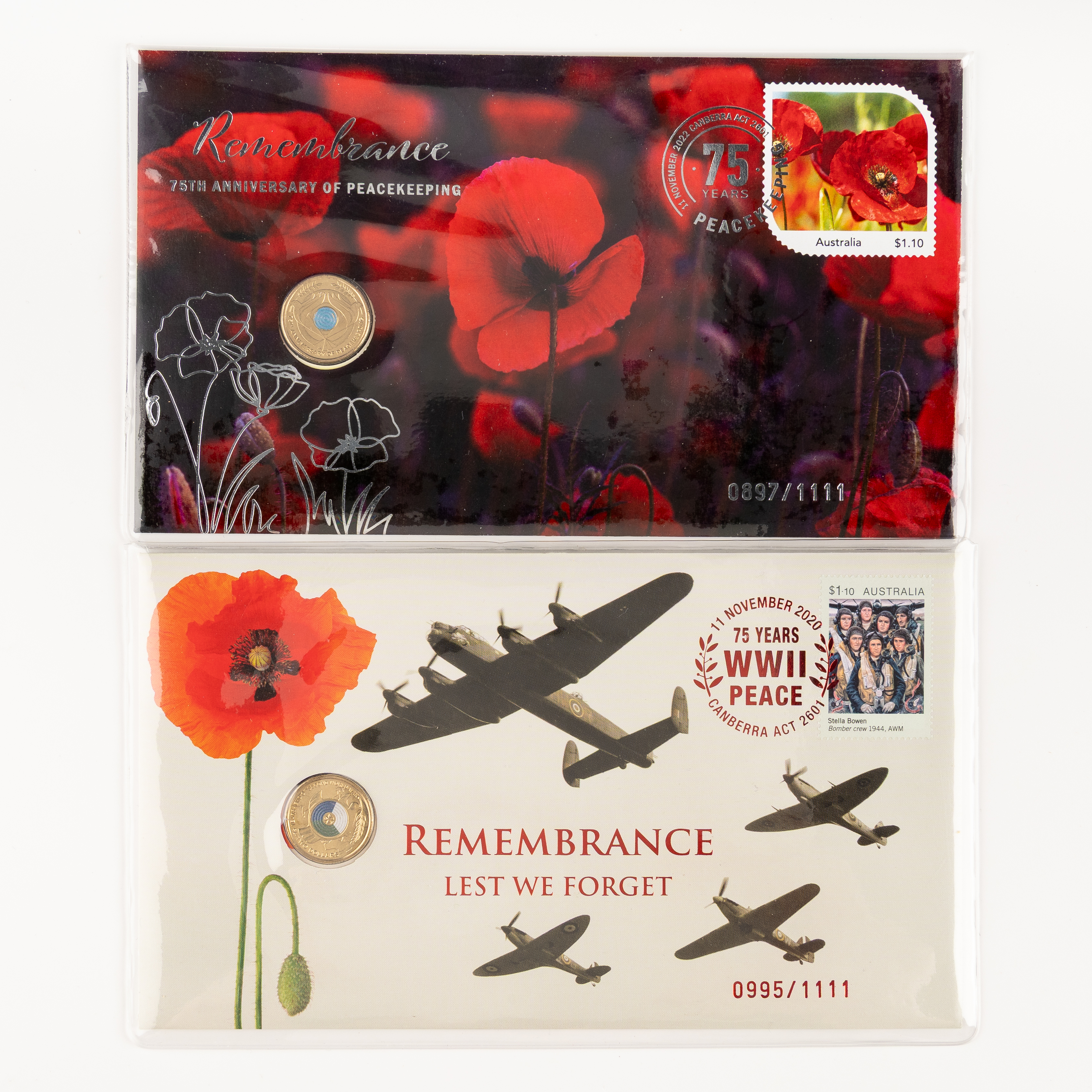 154 · Elizabeth II, Remembrance Day / Lest We Forget, Two Dollars, 2020 - 2022,  UNC