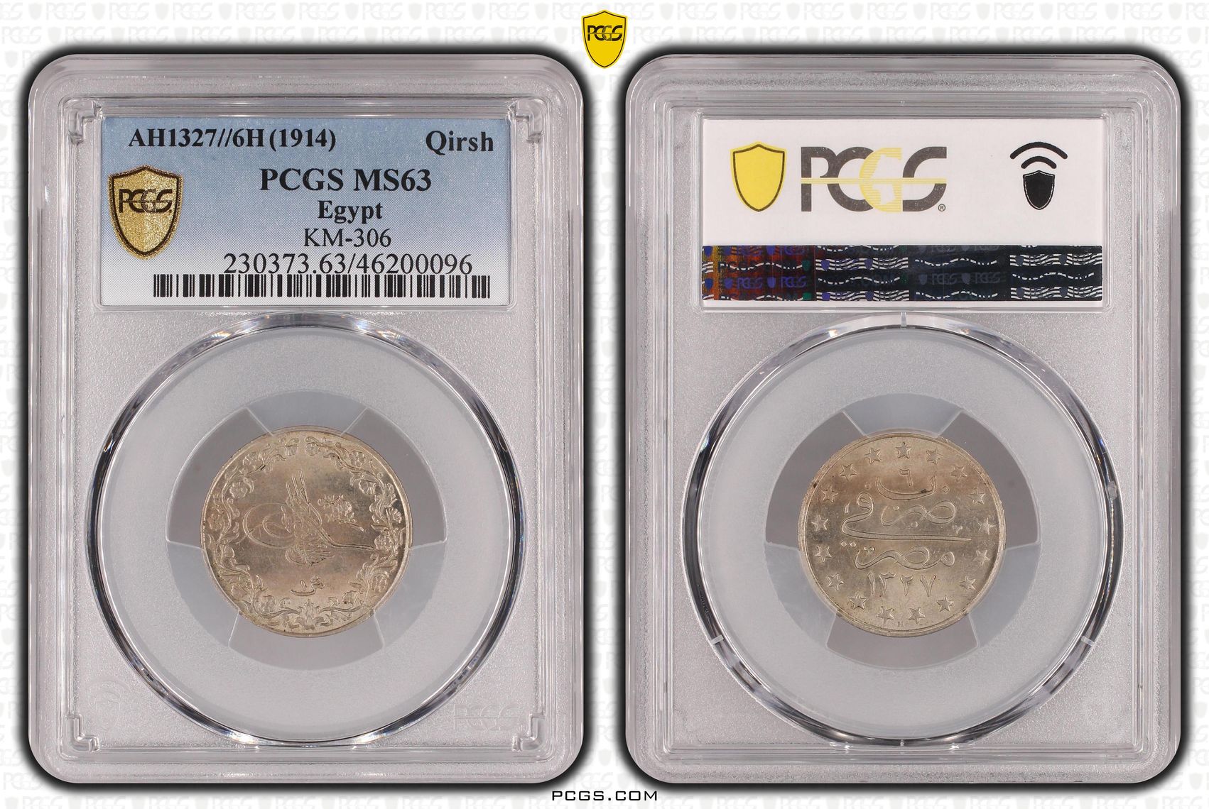 Egypt, KM-306, Qirsh, AH1327//6-H, PCGS MS63