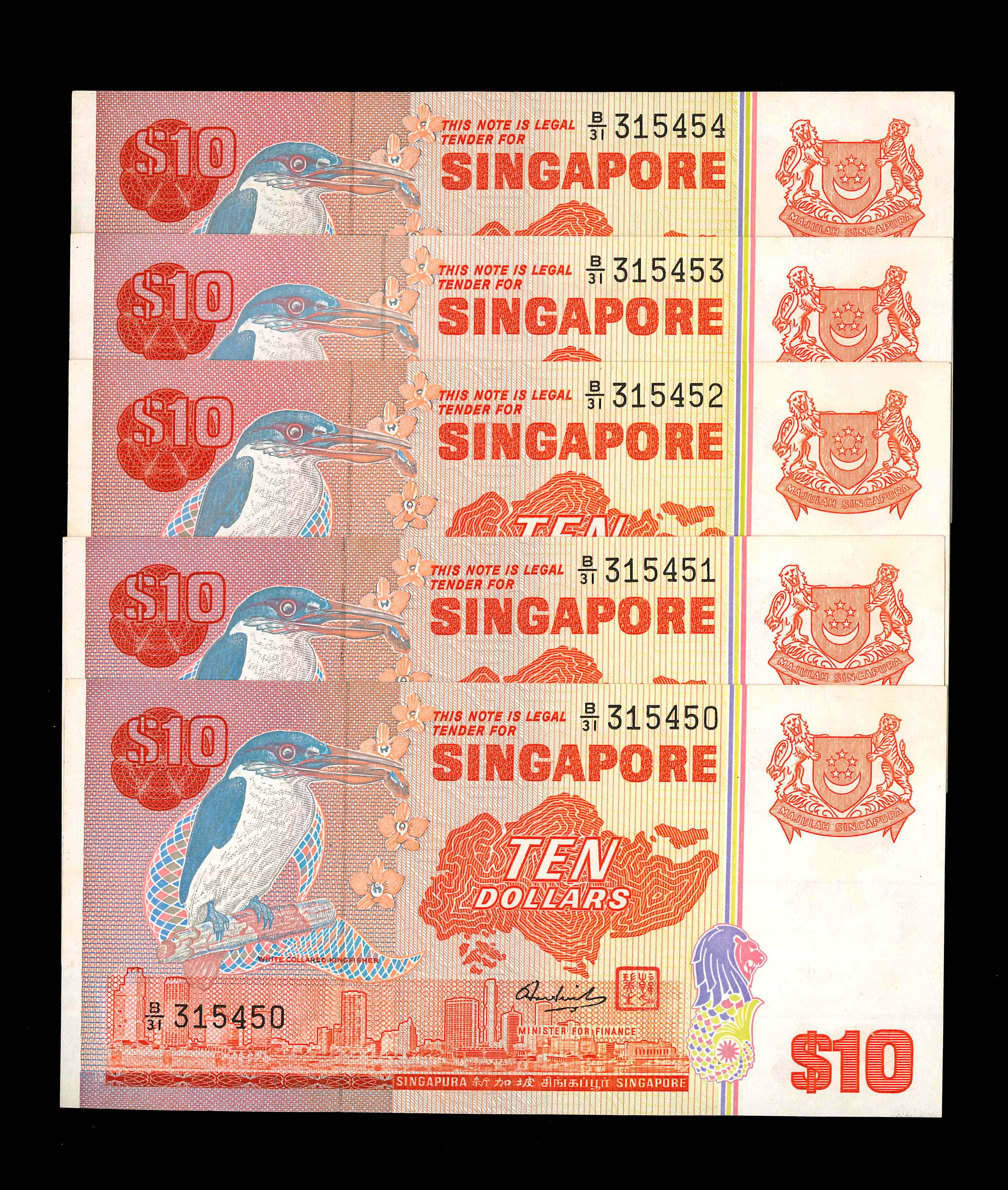 Singapore, 2nd series, 1967, 10 Dollars, P-11b, S/N. B/31