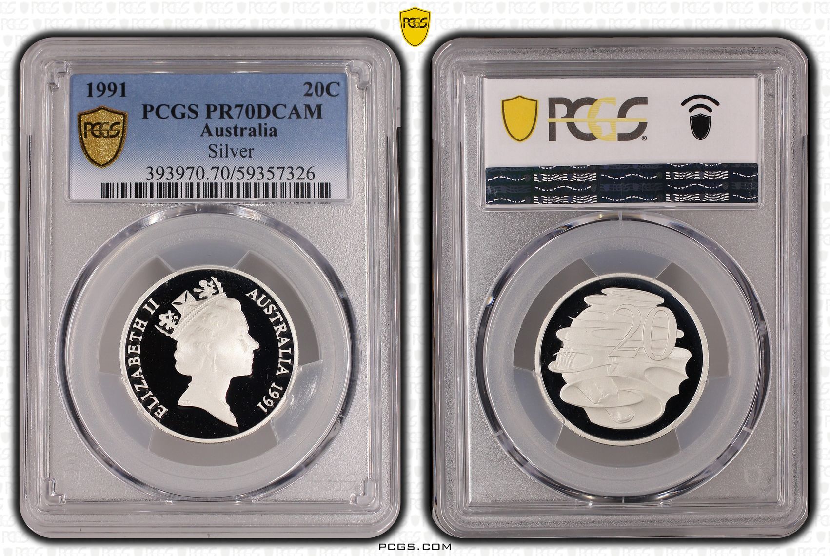 Elizabeth II, Silver, Twenty Cent, 1991, PCGS PR70DCAM