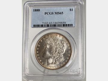 1888 USA 'Philadelphia Mint' Morgan Silver Dollar PCGS (Early blue label) MS65