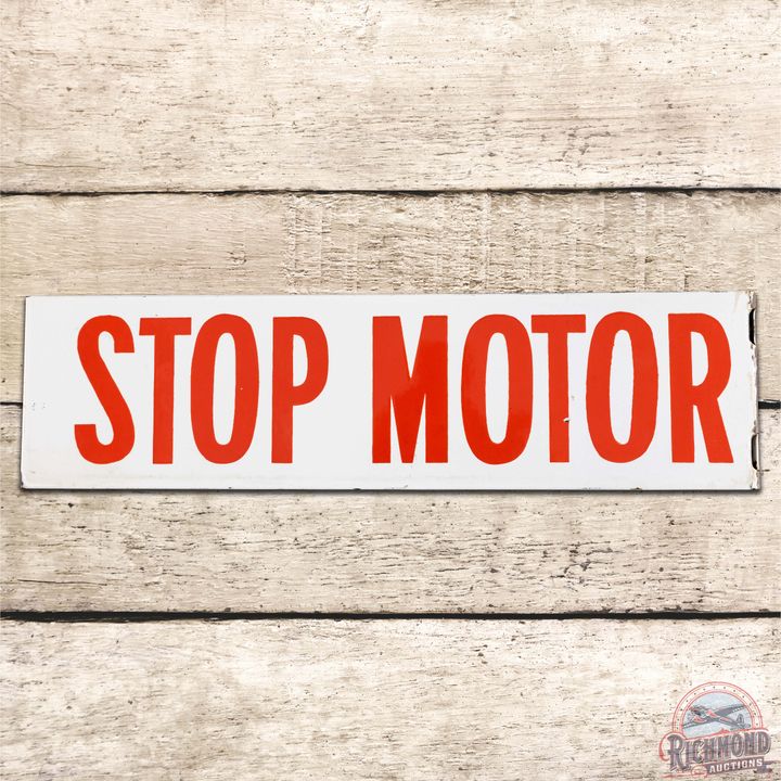 Gas Station Stop Motor DS Porcelain Flange Sign