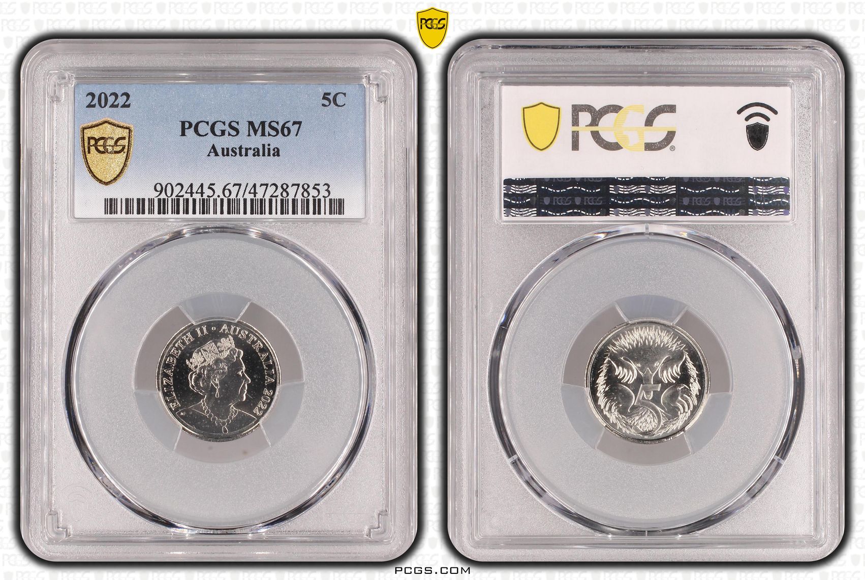 Elizabeth II, Five Cent, 2022, PCGS MS67