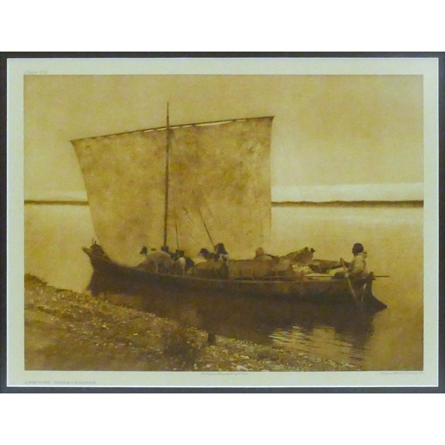 Antique Edward Curtis ''Arriving Home - Noatak'' (Plate 715) Large Photogravure