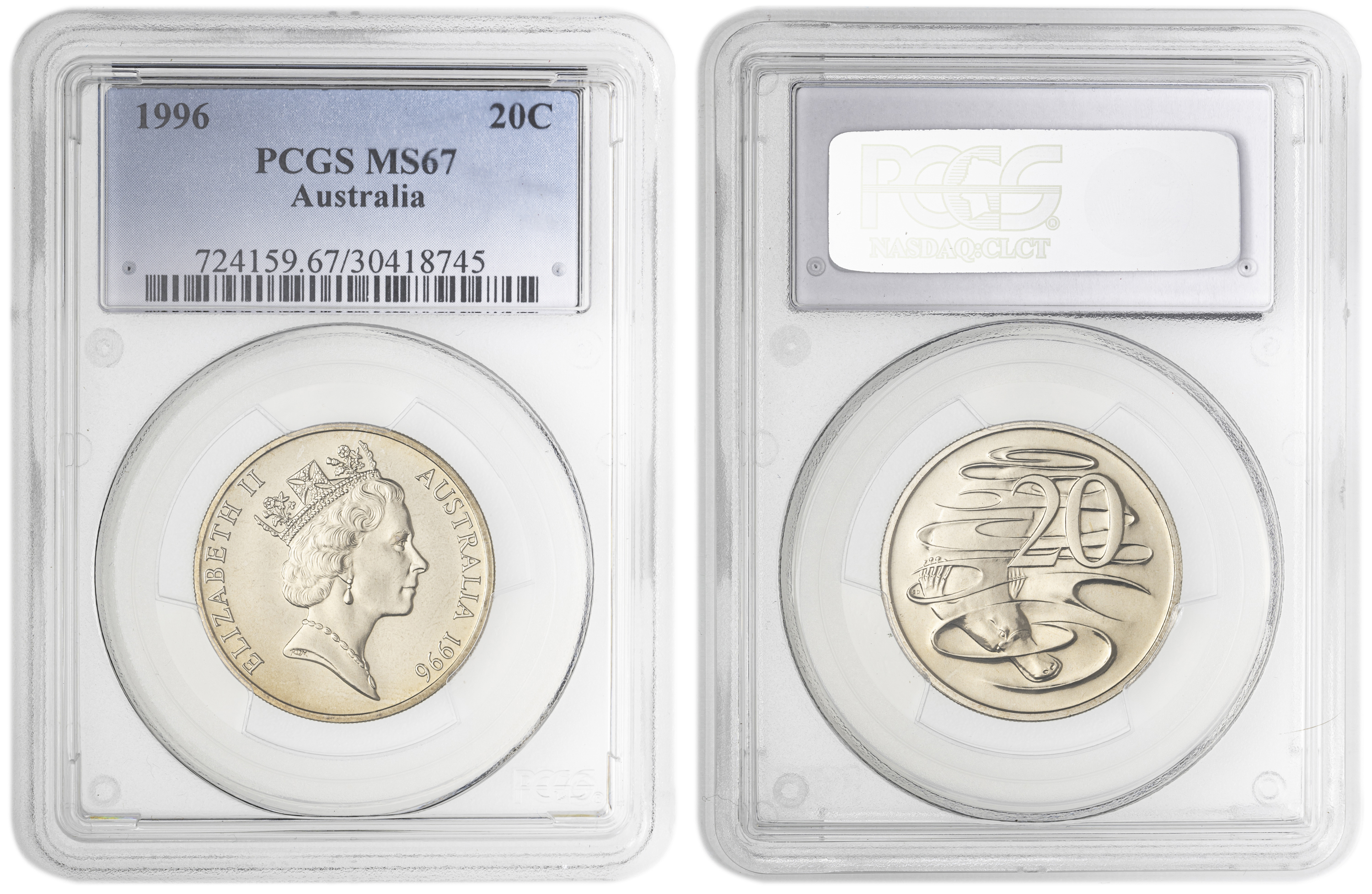 , Twenty Cent, 1996, PCGS MS67