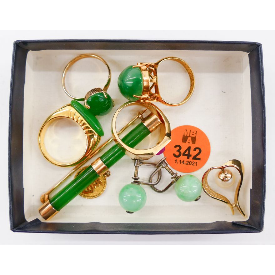 Box Chinese Jade & Glass Jewelry