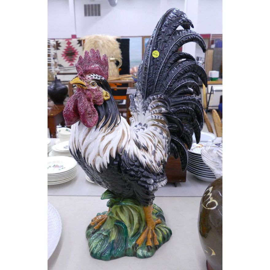 Italian Intrada Pottery Large Rooster Figure- 27''