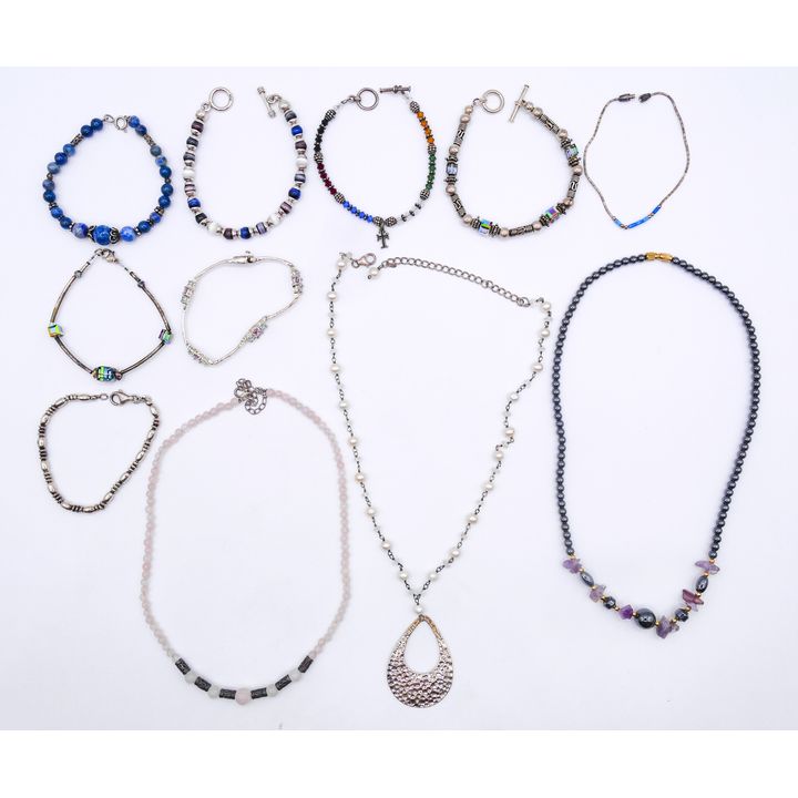 Box Stering & Stone Bead Necklaces