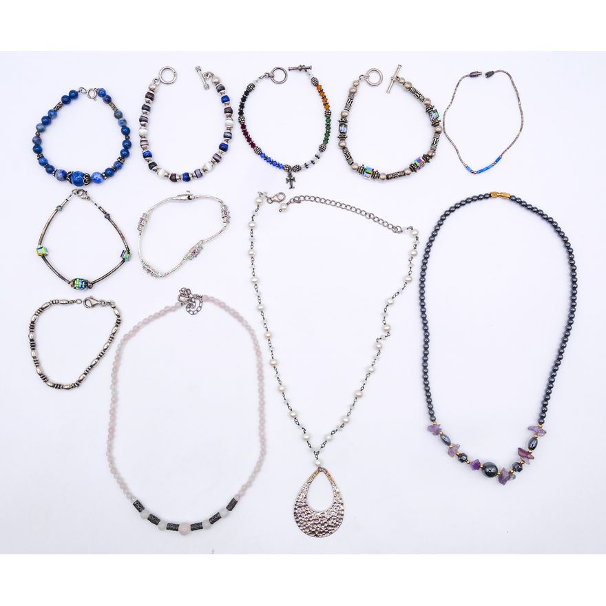 Box Stering & Stone Bead Necklaces