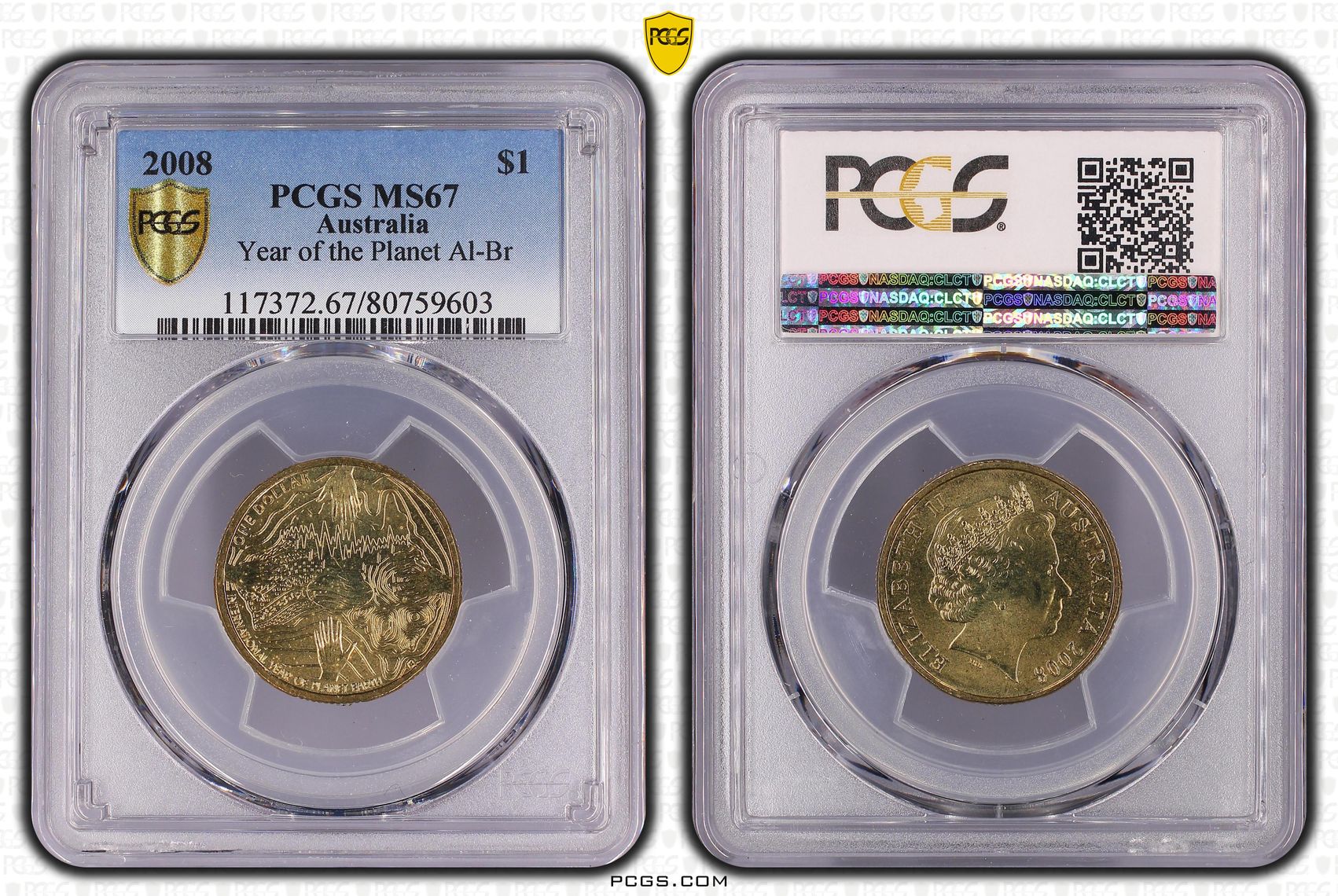 Year of the Planet Al-Bronze , One Dollar, 2008, PCGS MS67